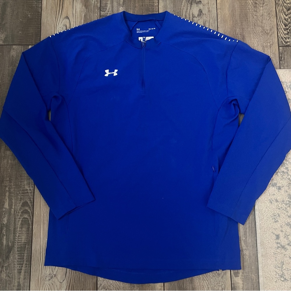 Under Armour Team Ultimate Cage Baseball Pullover - Blue & White - Mens Medium